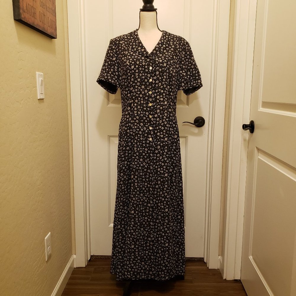 Black with Tiny White flowers Dress